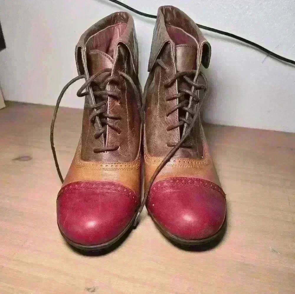 Woman's JONI Oxford pump ankle boots sz 40 Leather - Picture 2 of 5
